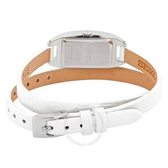 Seiko White Mother of Pearl Crystal Leather Banded Women`s Watch - White