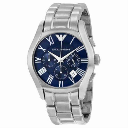 Emporio Armani Classic Men`s Watch Silver Stainless Steel Blue Dial AR1635 - Silver Dial