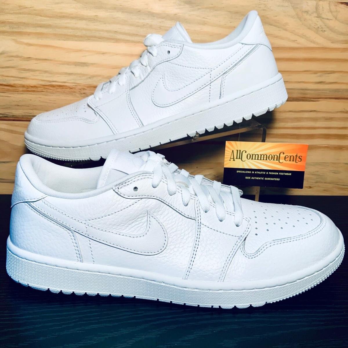 Nike Air Jordan 1 Low Men`s Golf Shoes Triple White Size 14 Leather DD9315-101
