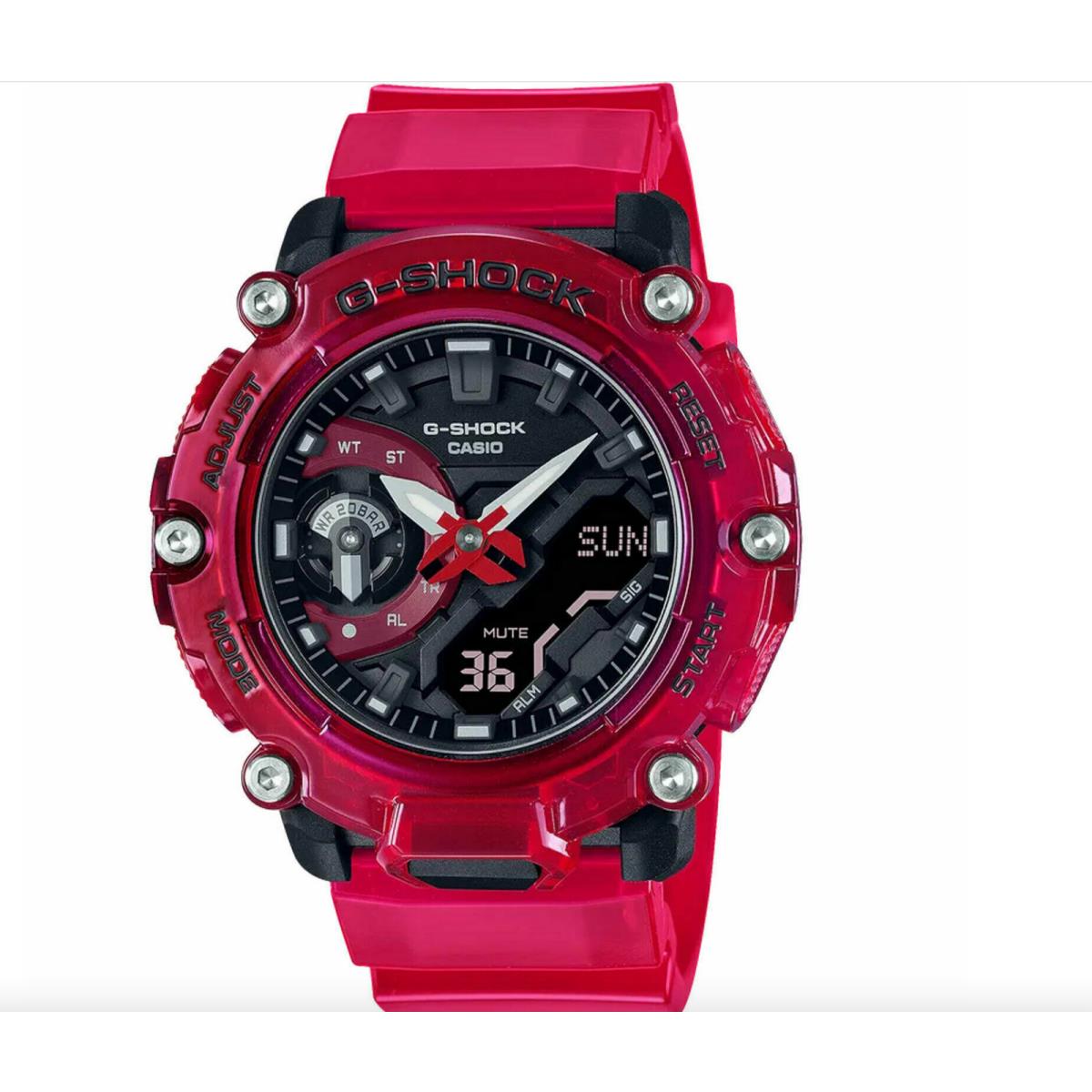 Casio G-shock Analog-digital Shock Resistant Transparent Red Watch GA2200SKL-4A