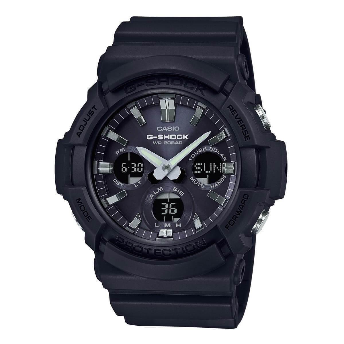 Casio GAS100B-1A Men`s G-shock Tough Solar Black Resin/aluminum Case Watch