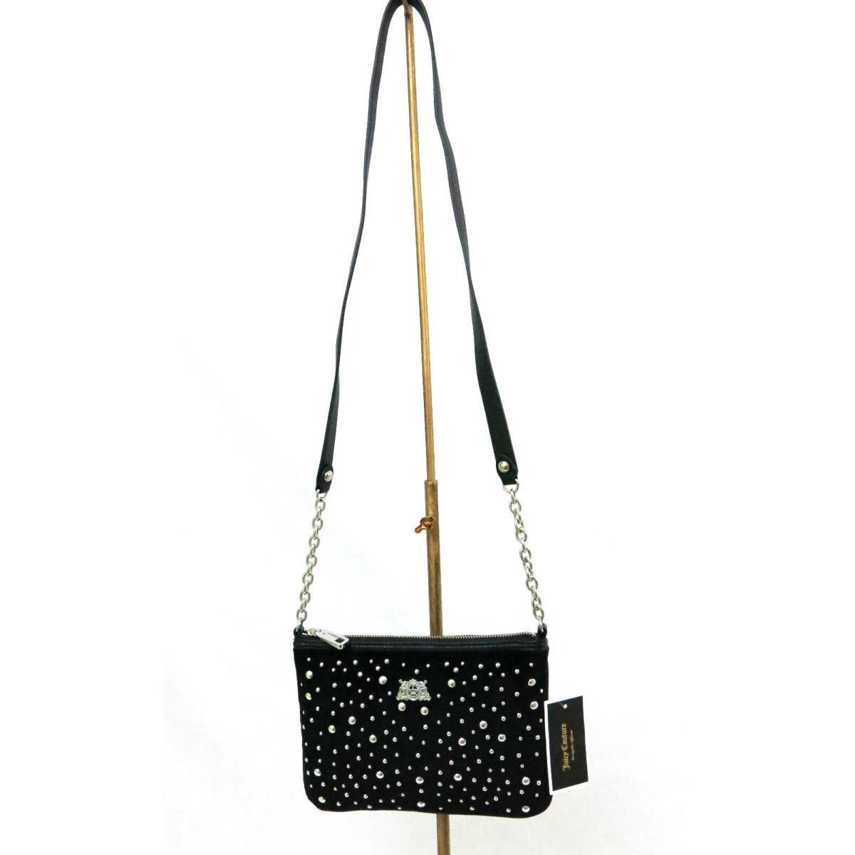 Juicy Couture Lou Lou Studded Crossbody Bag Swingpack Velour Black