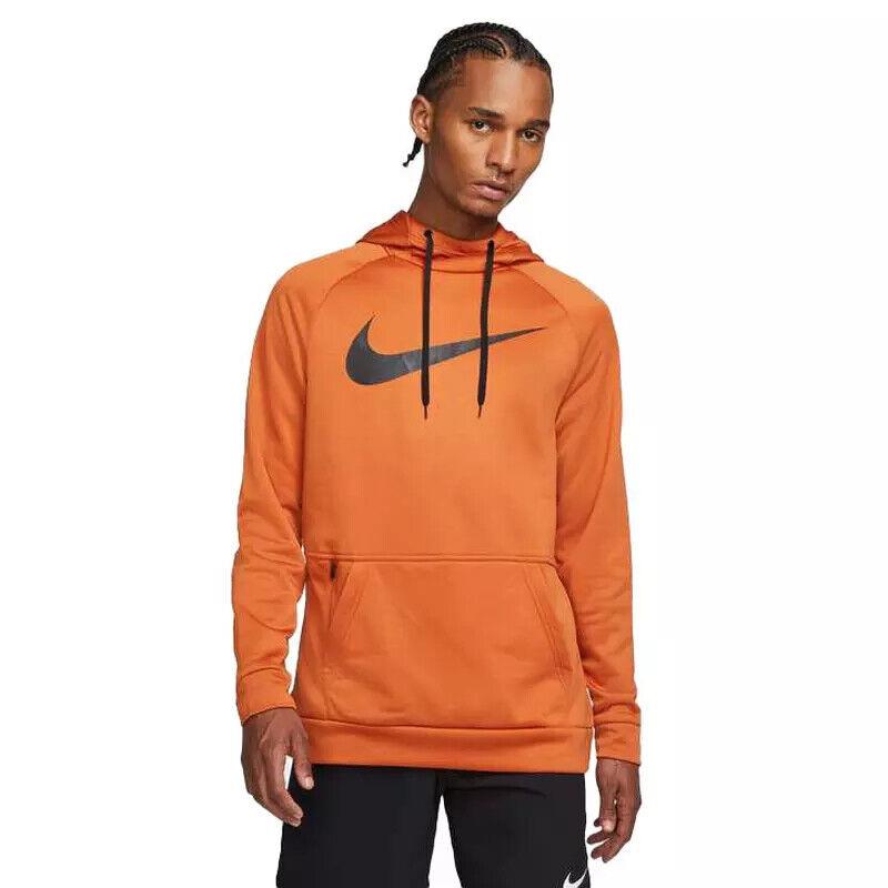 Mens Nike Therma Swoosh Training Hoodie Sport Spice/black Pullover Large