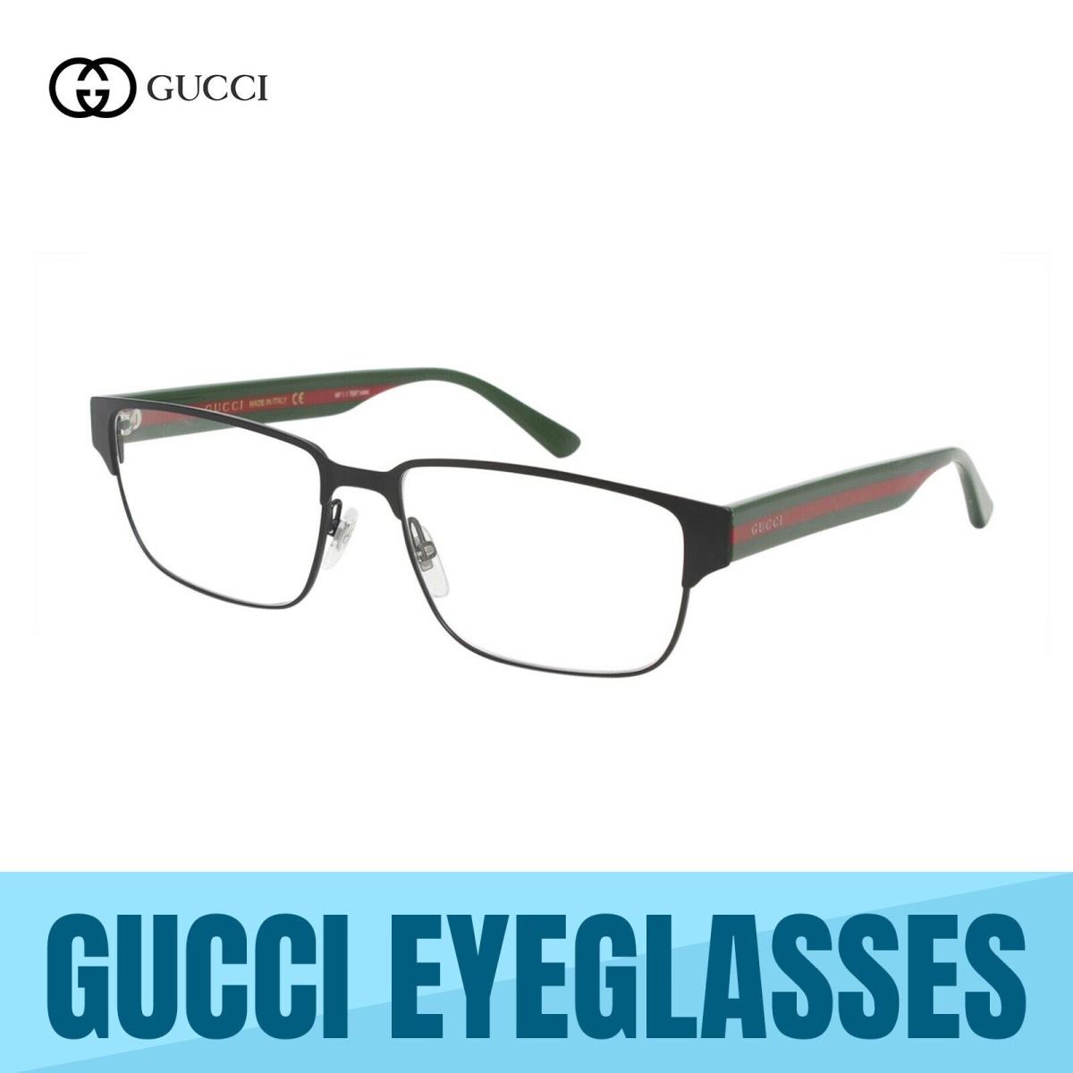 Gucci Web GG0753O 002 Eyeglasses Men`s Black/green Full Rim Optical Frame 58mm