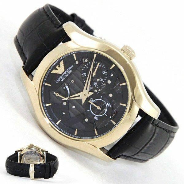 Emporio Armani Gold Tone Black Croc Leather Band Automatic WATCH-AR4674