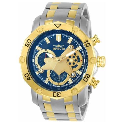 Invicta Men`s Watch Pro Diver Scuba Quartz Blue Dial Two Tone SS Bracelet 22762 - Blue, Gold Dial, Silver, Yellow Band