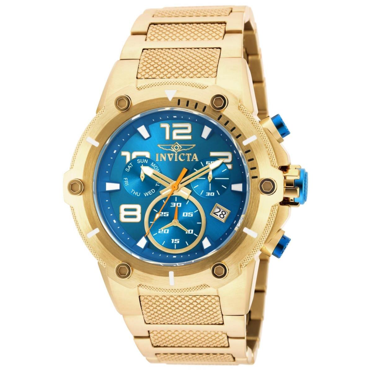 Invicta Speedway Chronograph Blue Dial Gold Ion-plated Mens Watch 19532