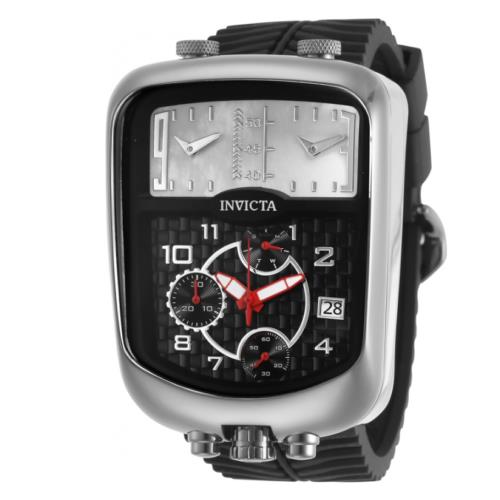 Invicta S1 Rally Chronozone Dakar Mens 42mm Triple Time Swiss Quartz Watch 29704 - Black Face, Black Dial, Black Band