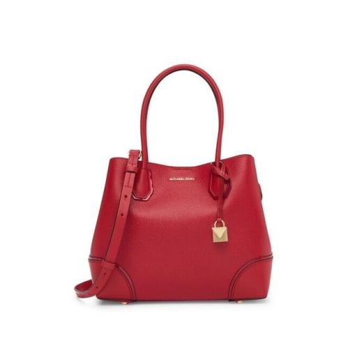 Michael Kors Mercer Gallery Medium Center Zip Leather Tote in Bright Red