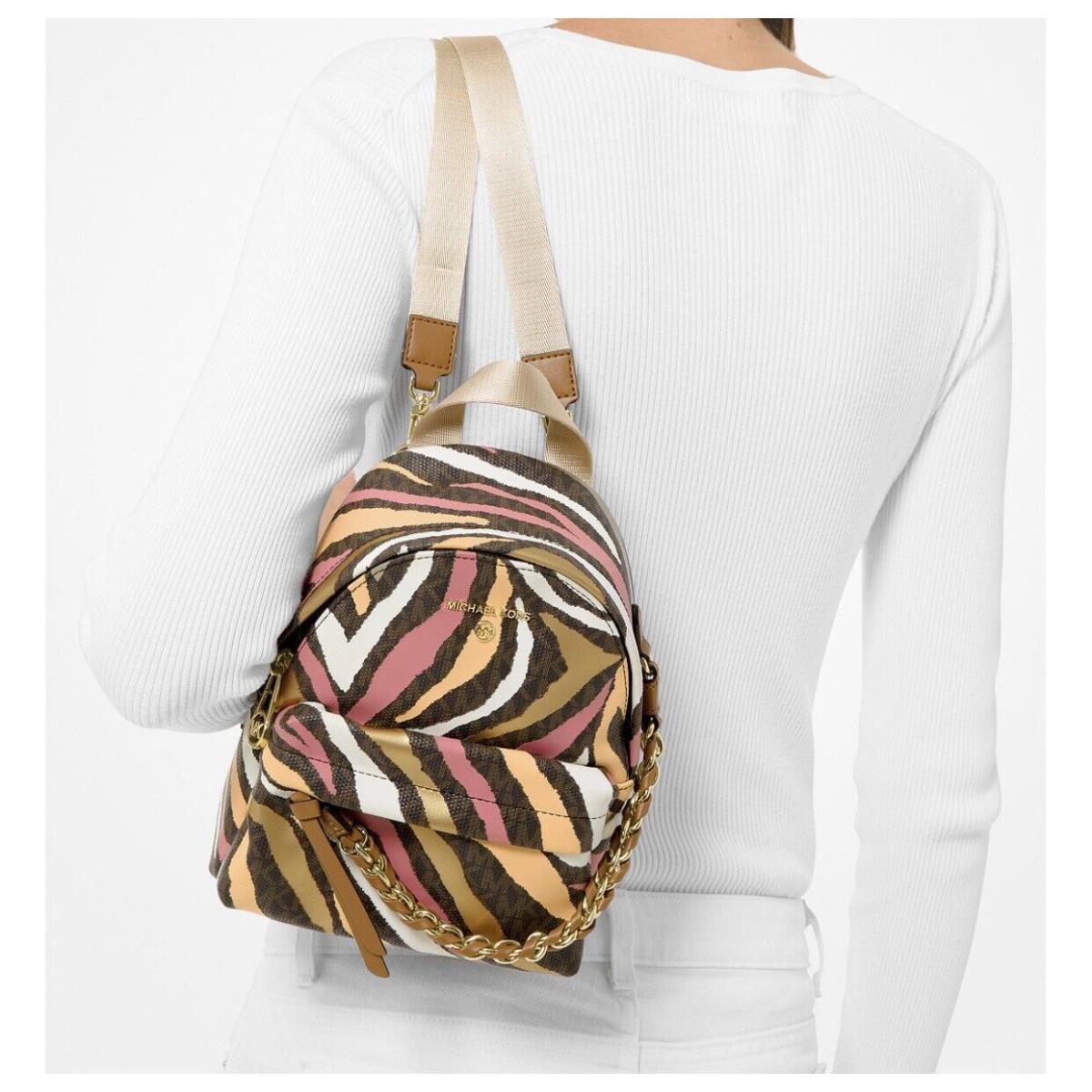 Michael Kors Slater Extra Small Metallic Zebra Logo Convertible Backpack