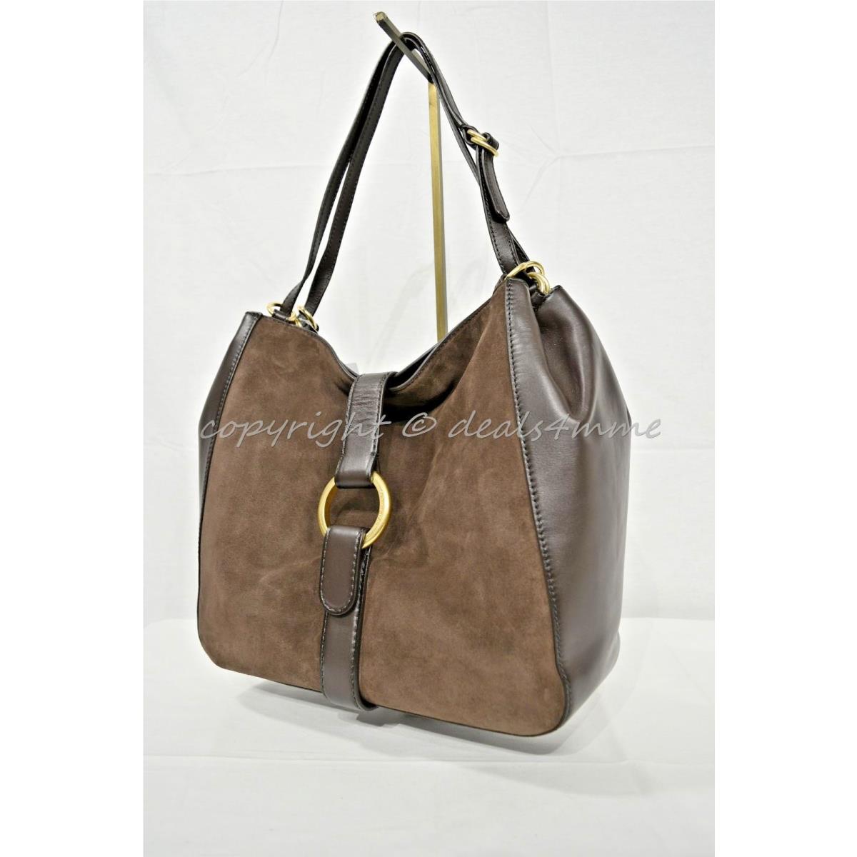 Michael Kors Quincy Large Shoulder Tote in Suede and Leather. Coffee Brown