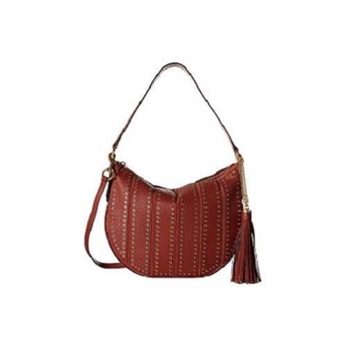 Kors Womens Brooklyn Leather Convertible Hobo Handbag Red Large