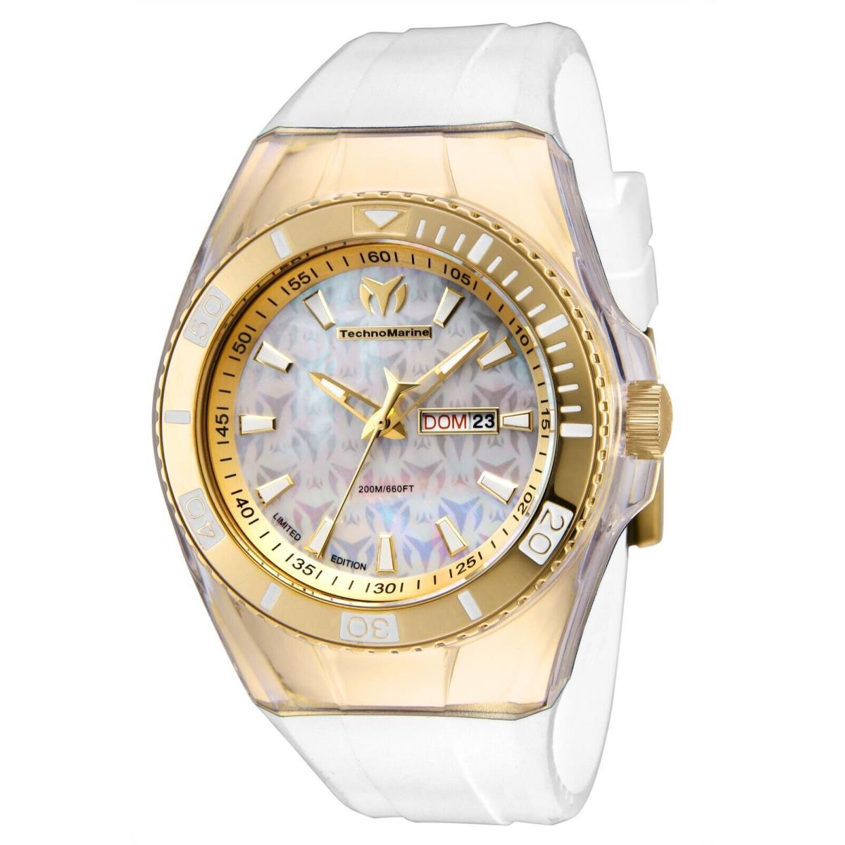 Technomarine TM-115373 Cruise Monogram Gold White Dial 45mm Watch - White Dial, White Band