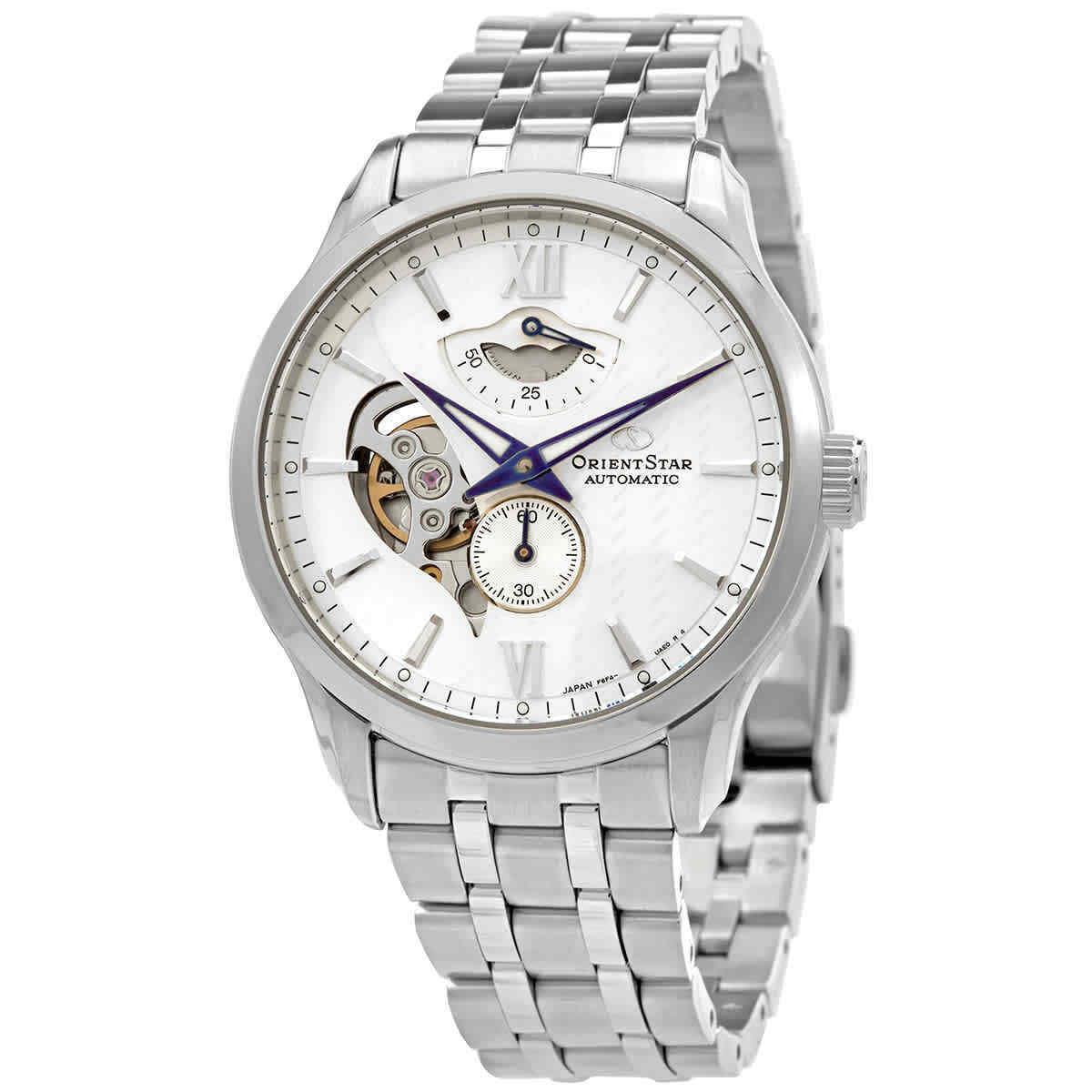 Orient Star Automatic Silver Dial Men`s Watch Power Reserve RK-AV0B01S - Dial: Silver, Band: Silver, Bezel: Silver