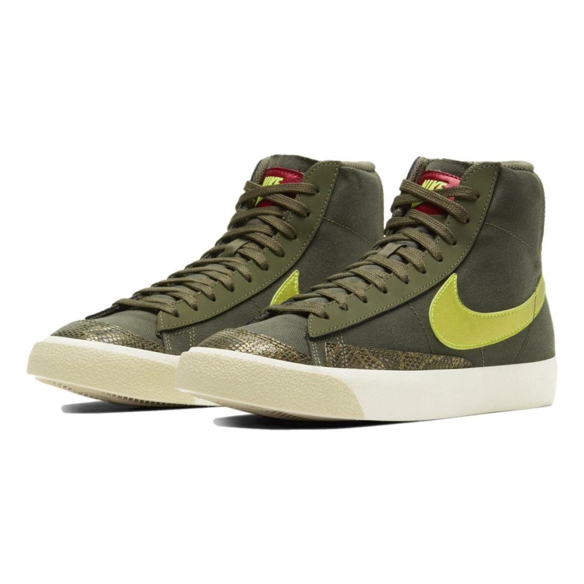 Nike Women`s Blazer Mid `77 `olive Snakeskin` Shoes CZ0462-200 - Medium Olive/Lemon Venom