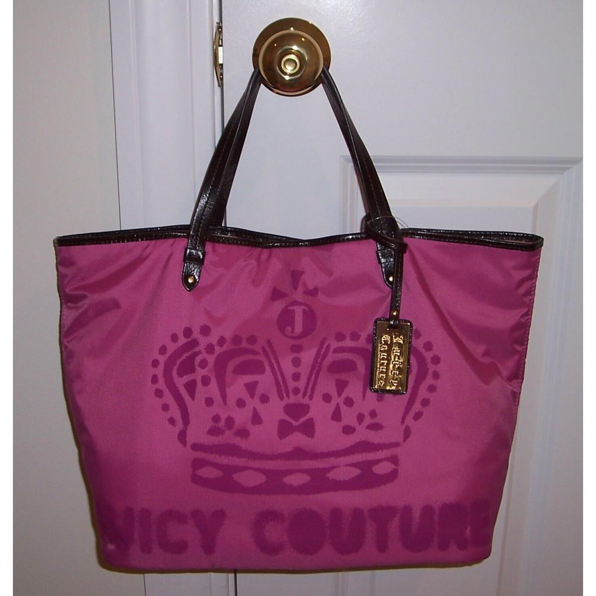 Juicy Couture Nylon Leather Crown Tote Bag Pink YHRU1925