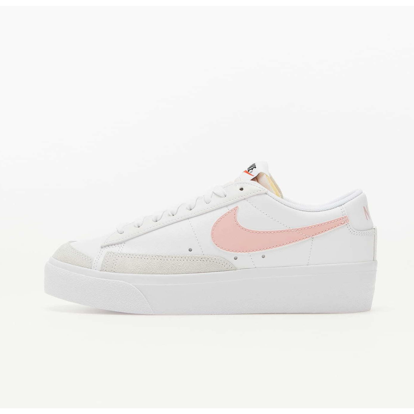 white nike shoes pink tick