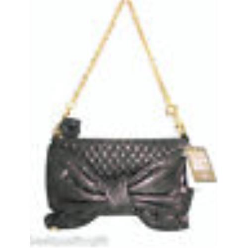 Juicy Couture Shimmer Black Quilted+gold Tone Chain Strap Shoulder Clutch Bag