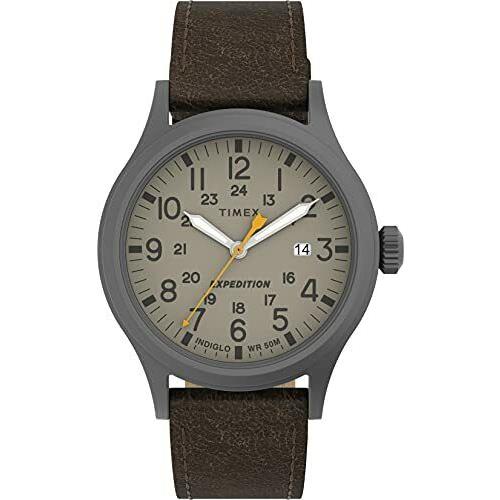 Timex TW4B23100 Men`s Expedition Leather Indiglo Watch Scout Date