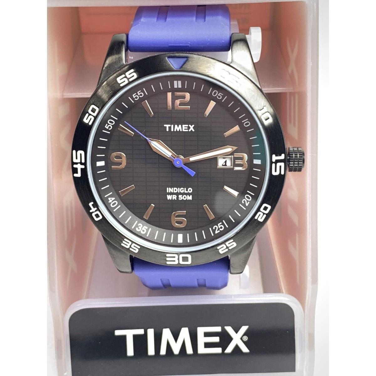 Timex Blue Silicone Strap Indiglo Water Resistant Unisex Watch T2p137