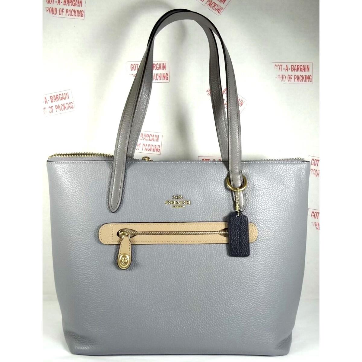 Coach 58568 Taylor Taupe Granite Multi Pebbled Leather Tote