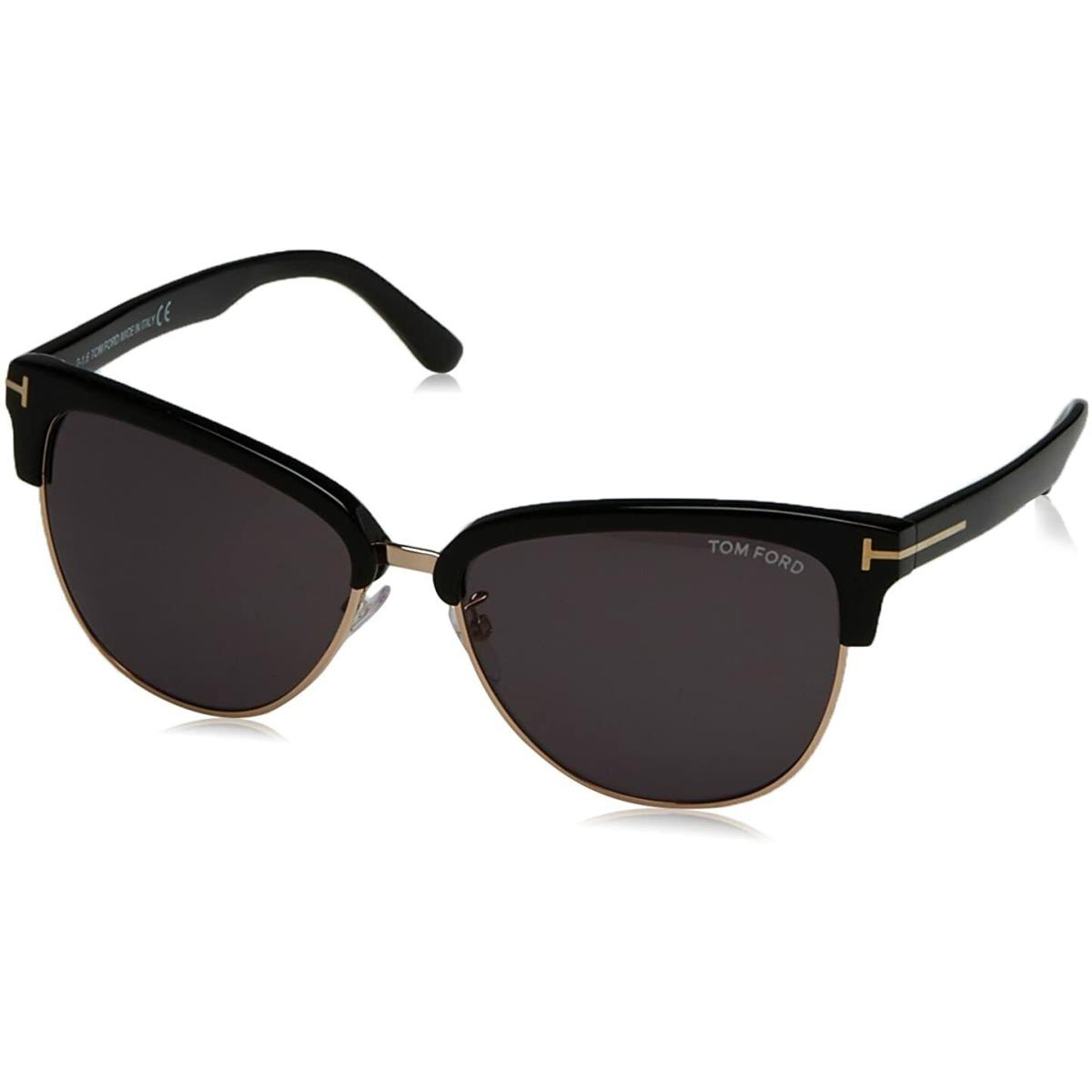 Tom Ford FT 0368 01A Shiny Black Gold Smoke Grey Lens Sunglasses 59mm