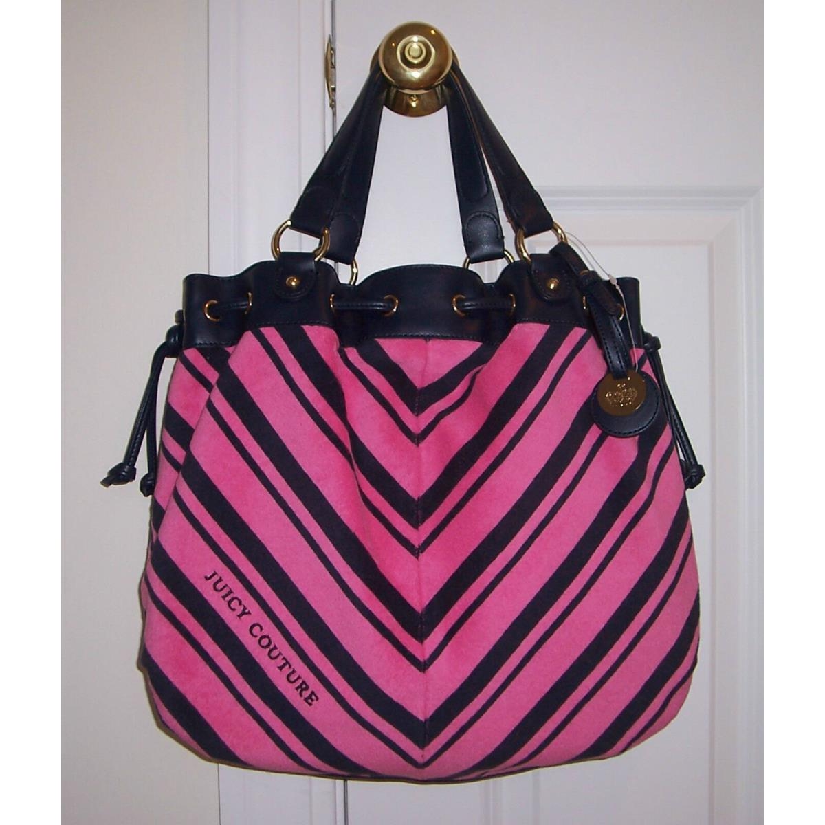 Juicy Couture Medium Free Style Terry Tote Bag Pink/navyblue Stripe YHRUS938