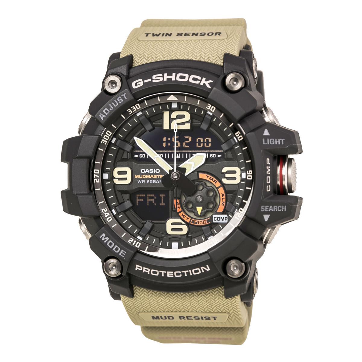 Casio GG1000-1A5 Gent`s Mudmaster Ana-digi Brown Resin Band Watch - Face: Black, Dial: Black, Band: Brown