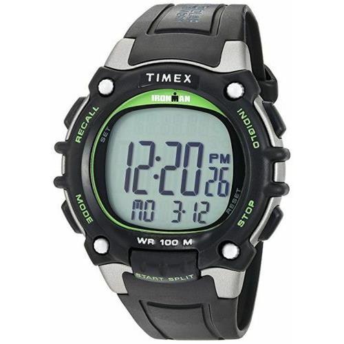 Timex TW5M03400 Men`s Ironman 100-Lap Resin Watch 5 Alarms Indiglo Chrono - Digital Dial, Black Band