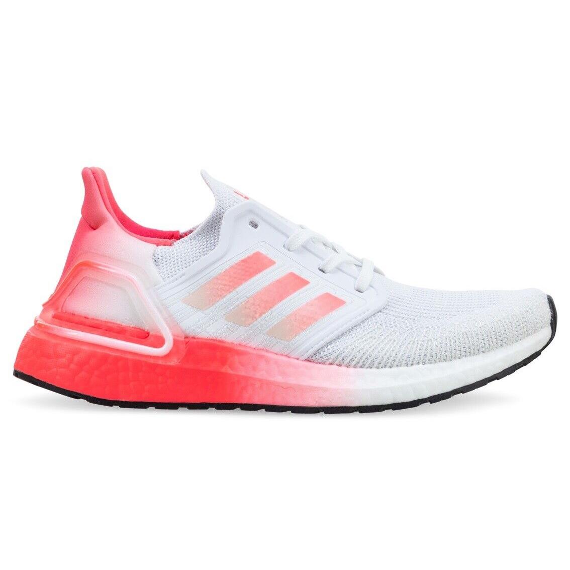 Adidas Ultra Boost 20 Womens EG5201 White Signal Pink Running Shoes Size 10 - White/Signal Pink