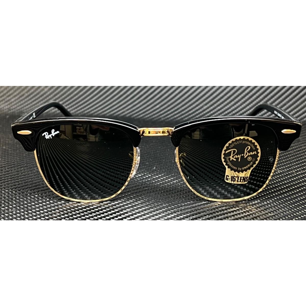 Ray Ban RB3016 W0365 Black on Arista Square 49 mm Unisex Sunglasses - Frame: Black, Lens: Green