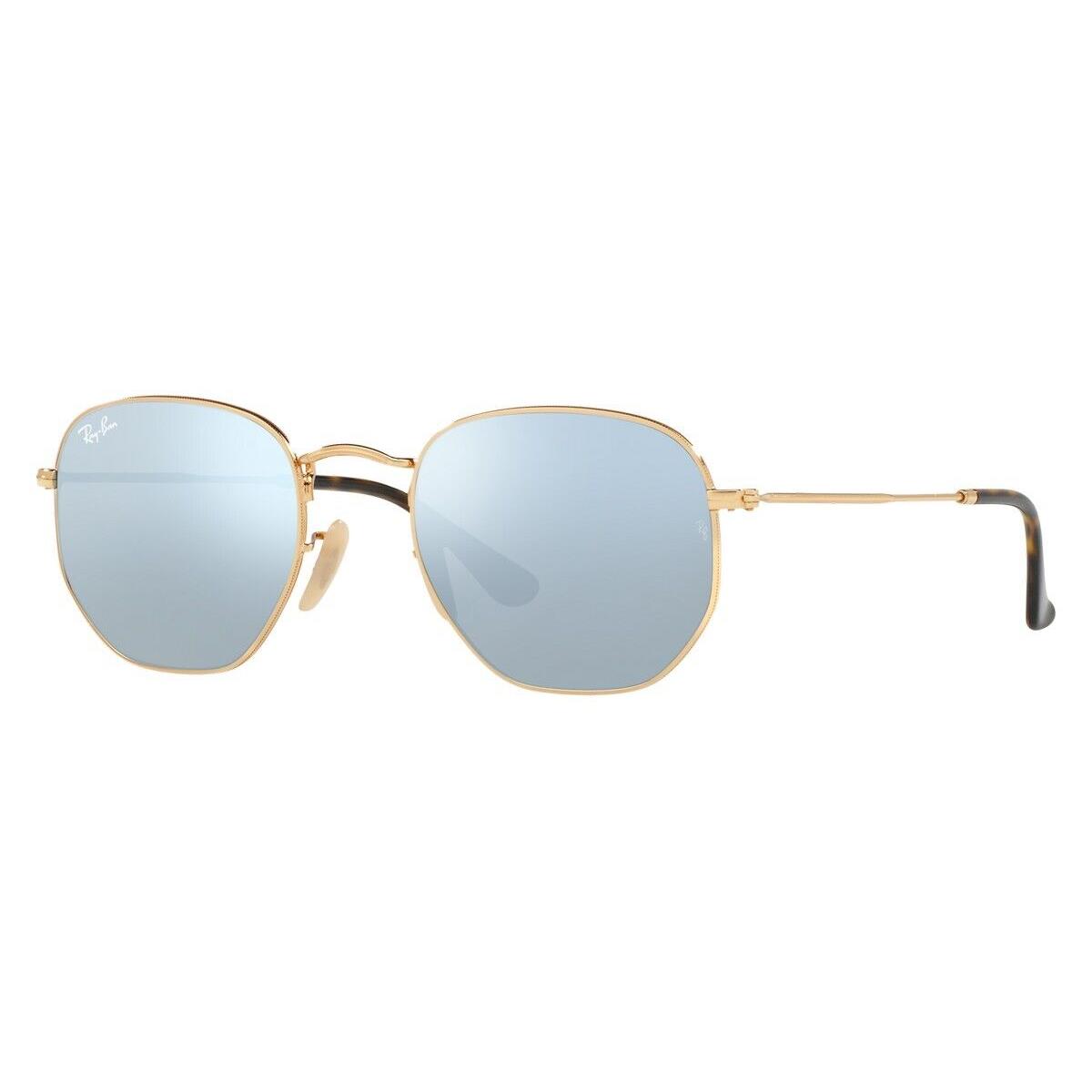 Ray-ban 0RB3548N Sunglasses Unisex Gold Geometric 51mm - Frame: Gold, Lens: Grey Flash, Model: