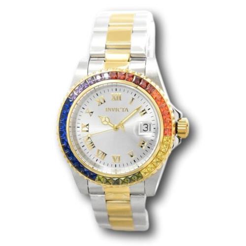 Invicta watch Angel - Silver Dial, Gold Band, Multicolor Bezel