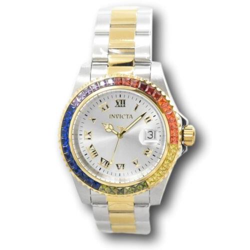 Invicta watch Angel - Silver Dial, Gold Band, Multicolor Bezel