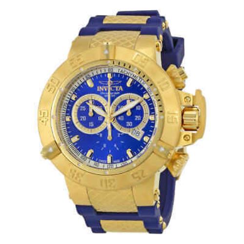 Invicta Subaqua Noma Sports Chronograph Blue Dial Men`s Watch 5515 - Dial: Blue, Band: Blue, Bezel: Yellow Gold-plated