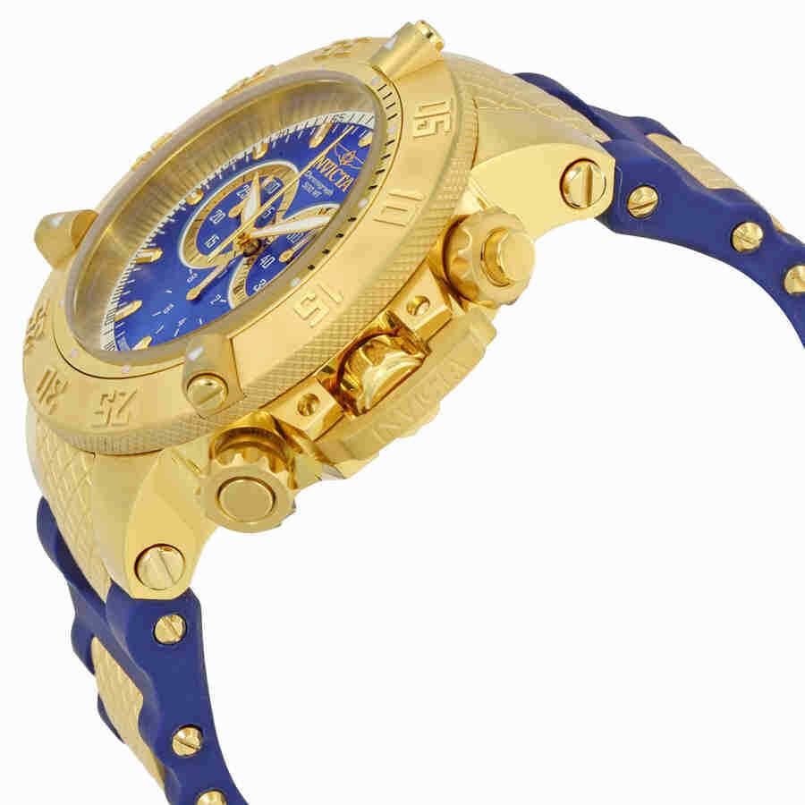 Invicta Subaqua Noma Sports Chronograph Blue Dial Men`s Watch 5515 - Dial: Blue, Band: Blue, Bezel: Yellow Gold-plated