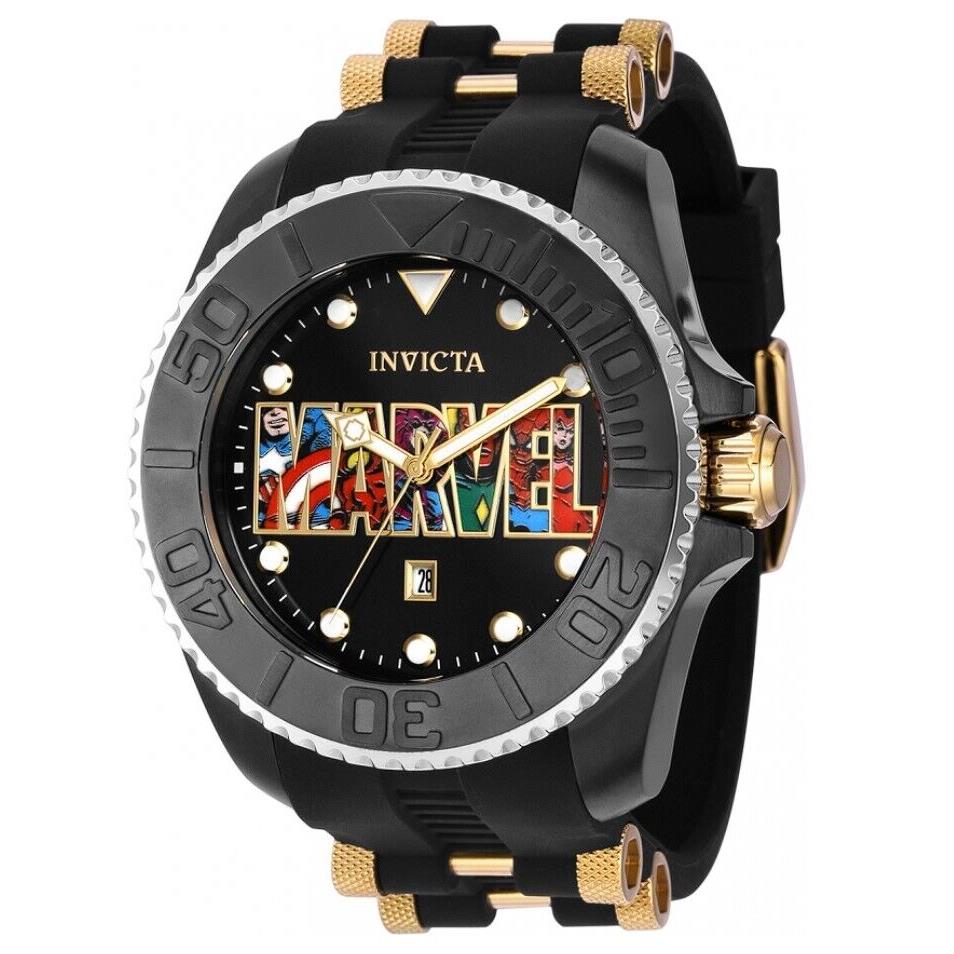 Invicta Marvel Logo Men`s 50mm Limited Edition Collectible Quartz Watch 36415