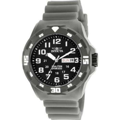 Invicta Men`s Strap Watch Coalition Forces Black Dial Grey Silicone Strap 25325 - Black Dial, Gray Band