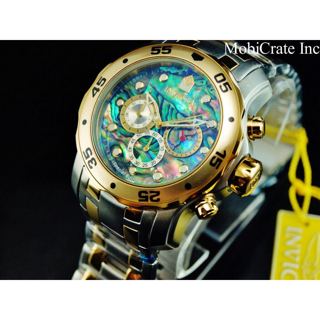 Invicta watch Pro Diver Scuba - Abalone Dial, Gold Band, Gold Bezel
