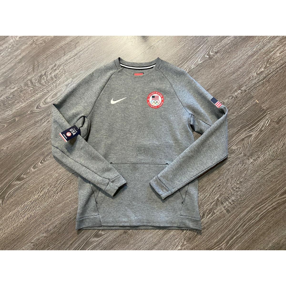 Nike Team Usa 2016 Olympics Men`s Tech Fleece Crew Sweatshirt Size M 807601-063