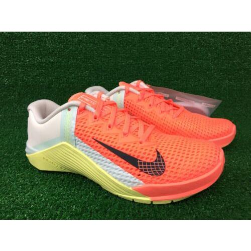 Nike Metcon 6 Bright Mango Gym Training Shoes AT3160 800 Women s Size 7.5