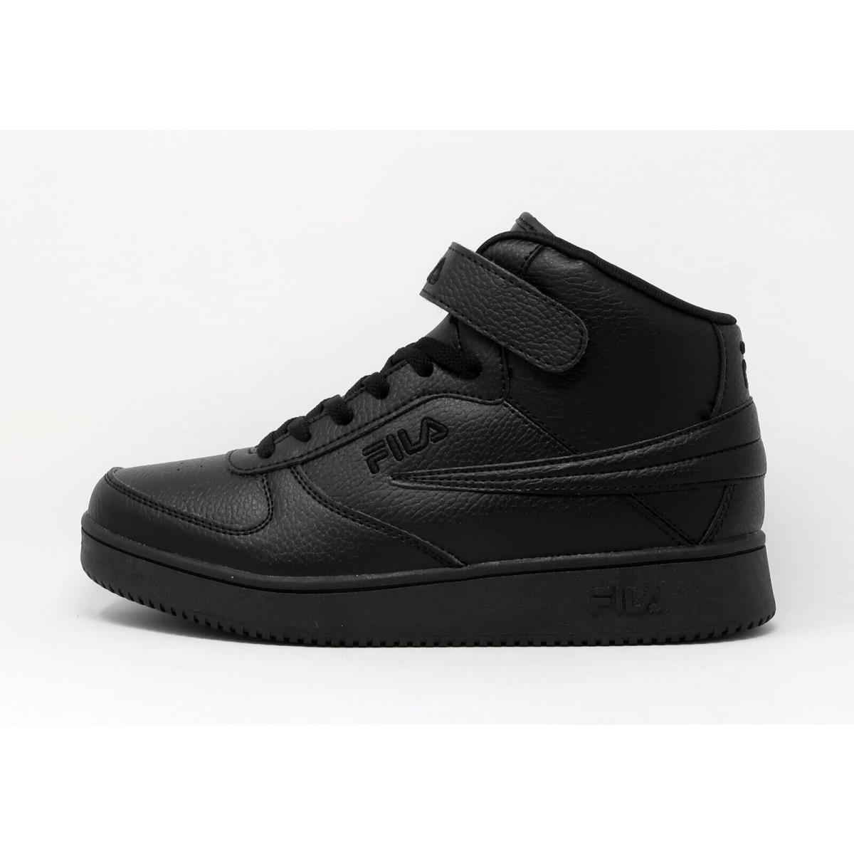 Fila A-high Triple Black Faux Leather Shoes Men Sneakers