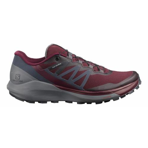 Women`s Salomon Sense Ride 4 Burgundy Grey Running Trail Shoes Sizes 6-11 - Gray