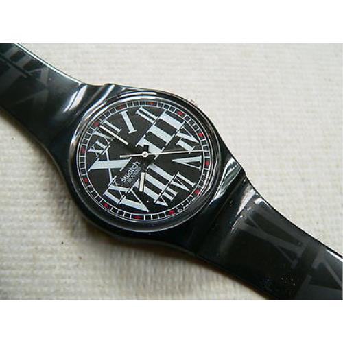 1994 Swatch Watch Gessetto Black Roman Numbers Modern GB155