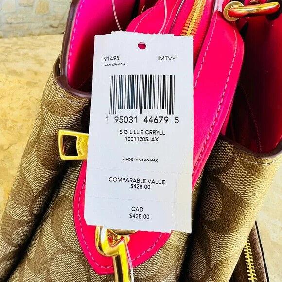 Coach Colorblock Large Lillie Signature Satchel Crossbody Handbag Pink - Coach  bag - 030254477488 | Fash Brands