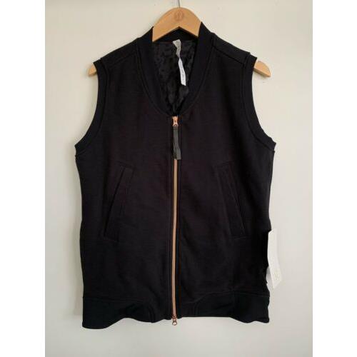 Lululemon Lab Departure Vest Size 6 Black/animal Print/rose Gold Zippers
