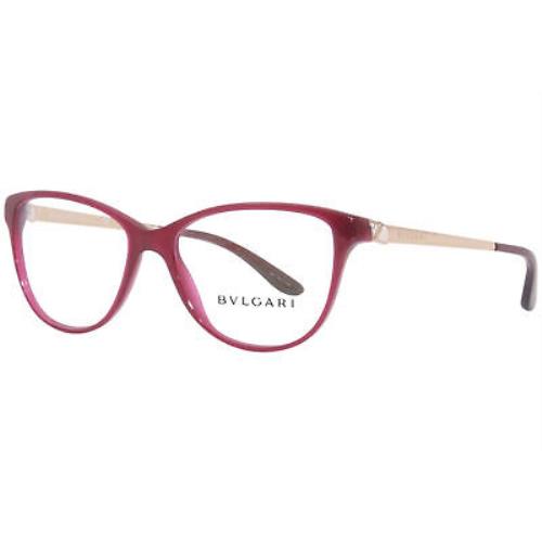 Bvlgari 4108-B 5333 Eyeglasses Frame Women`s Red/gold Full Rim Cat Eye 53mm