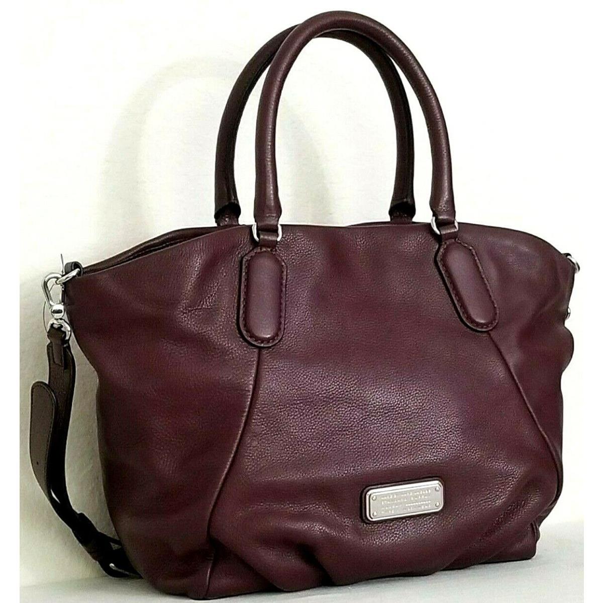 Marc New Q Fran Jacobs Q Fran Burgundy Cardamom Italian Leather Shoulder Tote Bag