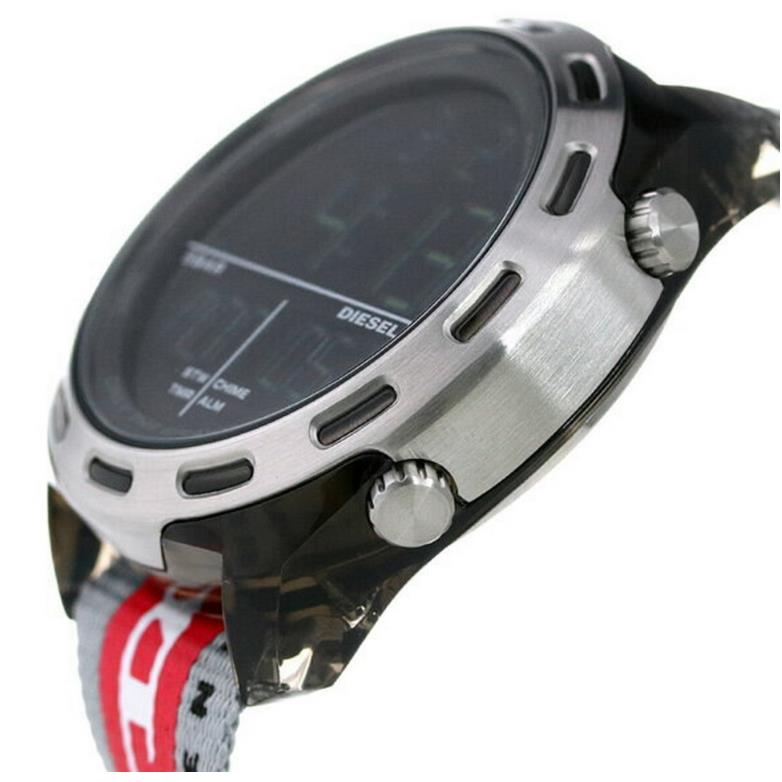 Diesel watch Crusher - Black Digital Dial, Grey Band, Silver Bezel 0
