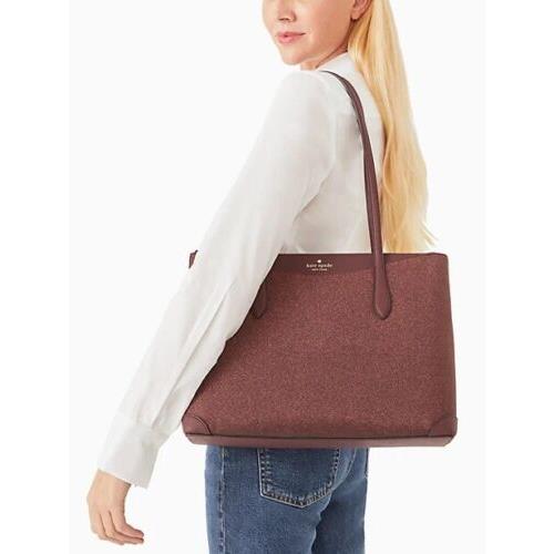 Kate Spade Joeley Shimmy Glitter Top Zip Tote Shoulder Bag Deep Nova  Burgundy - Kate Spade bag - 767883263419 | Fash Brands